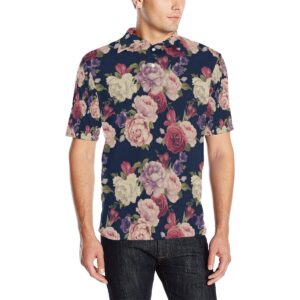 Peony Pattern Print Design Pe03 Men Polo Shirt