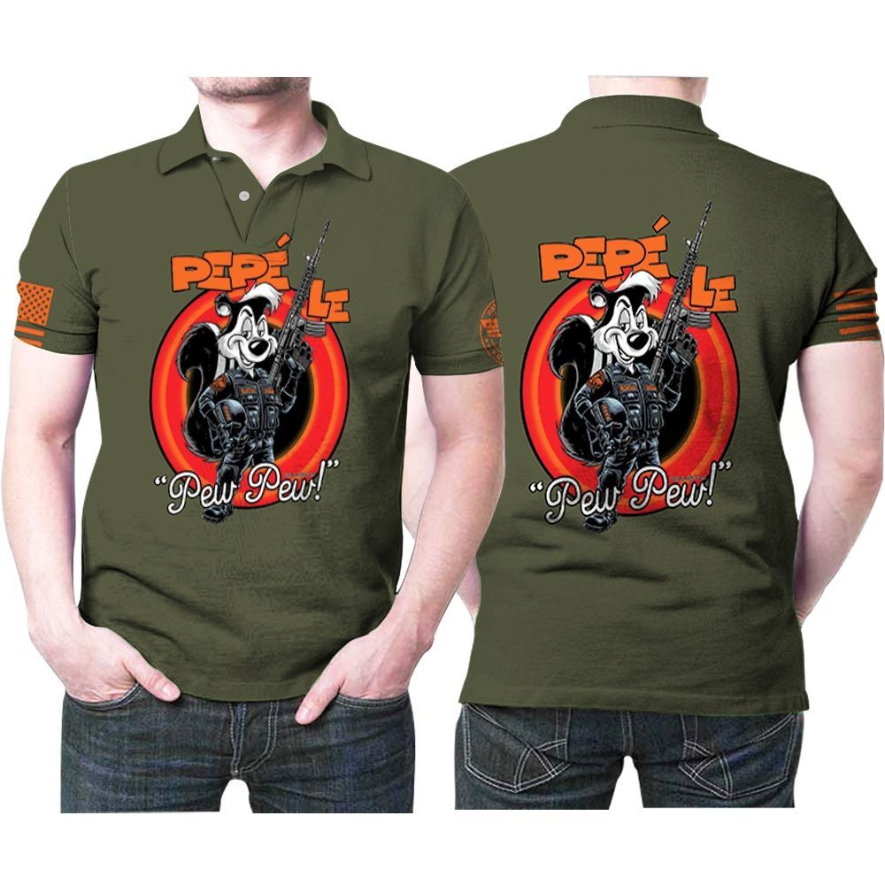 Pepe Le Pew Pew Pew For Lovers 3D Polo Shirt Pepe Le Pew Pew Pew For Lovers 3D Polo Shirt