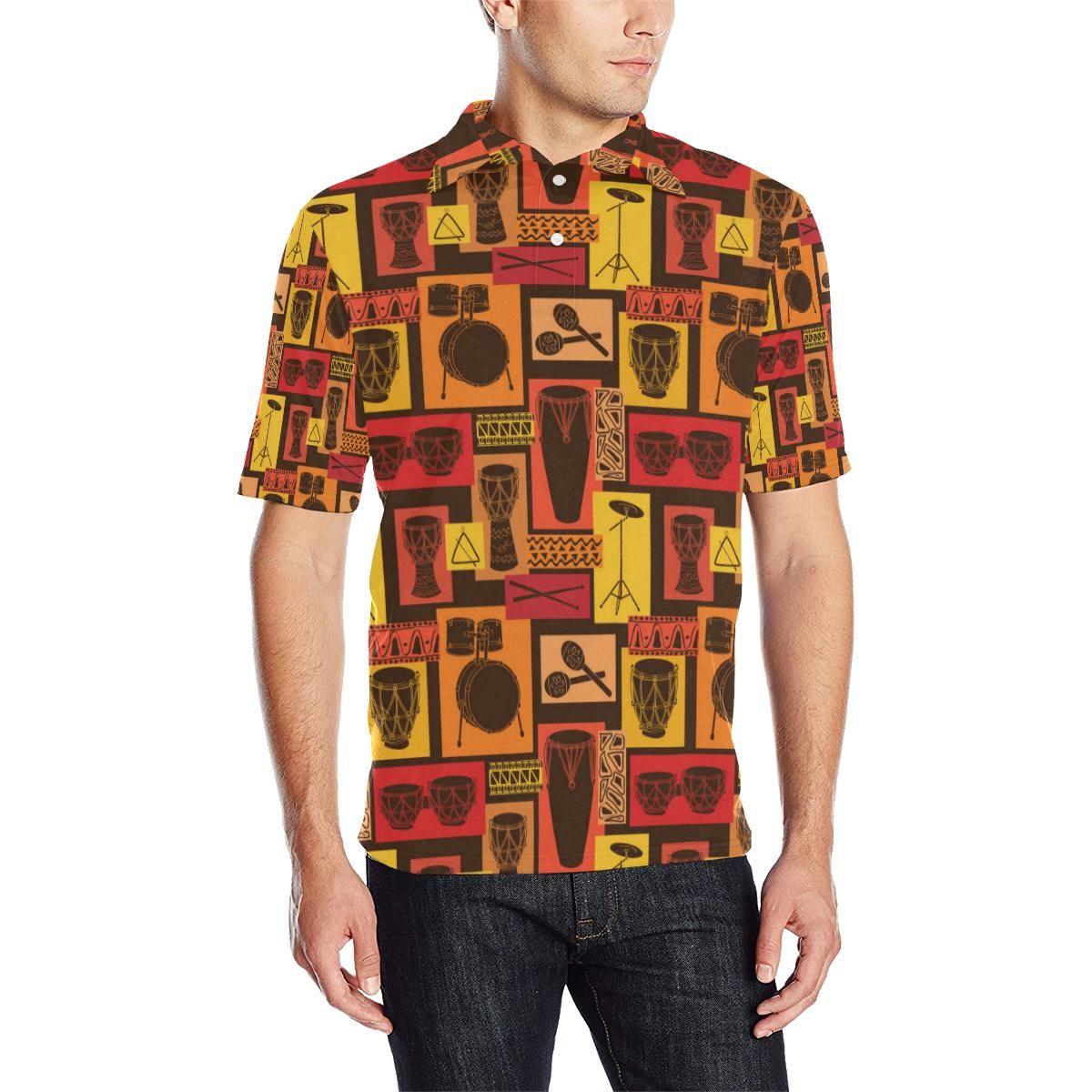 Percussion Pattern Print Design 02 Men Polo Shirt Percussion Pattern Print Design 02 Men Polo Shirt