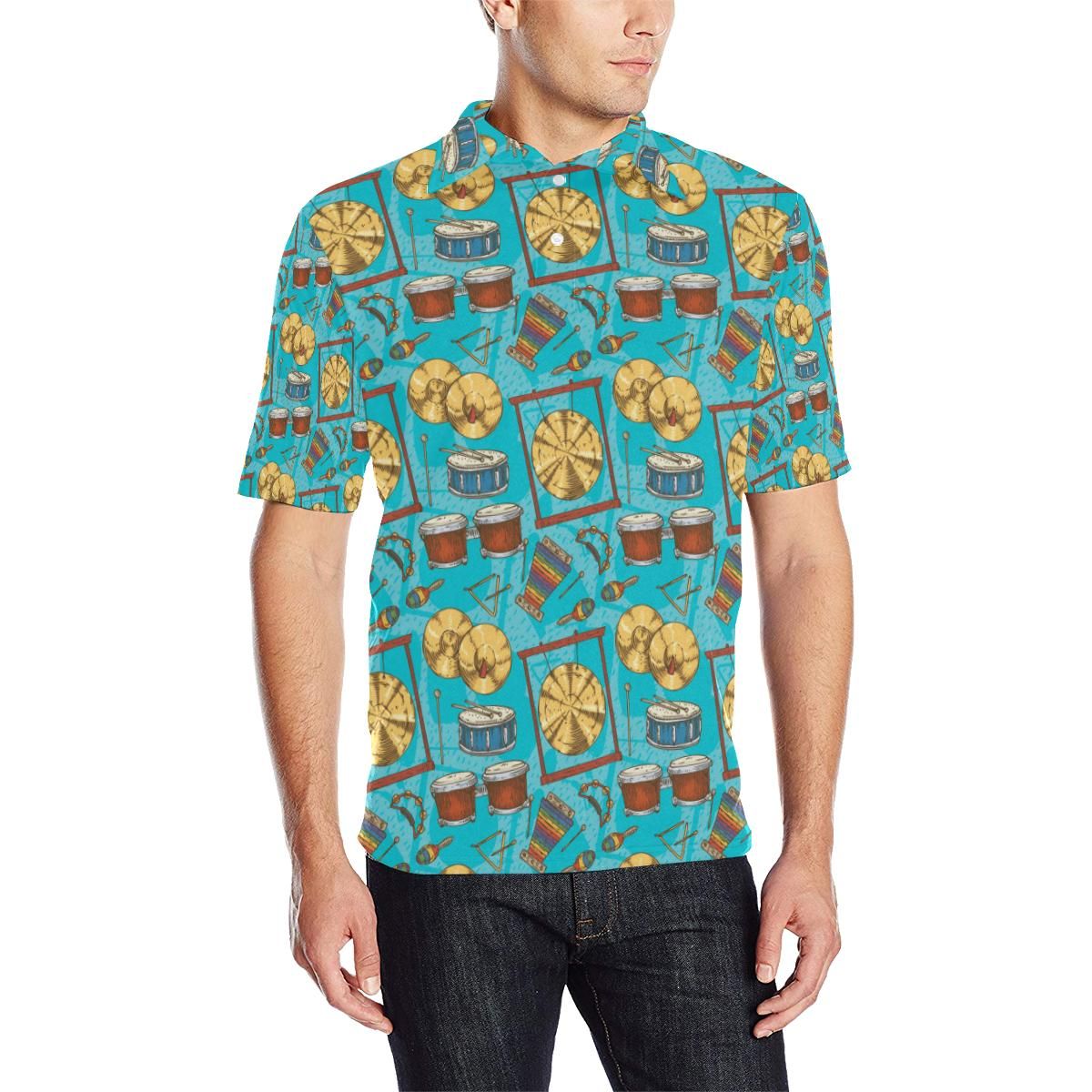 Percussion Pattern Print Design 03 Men Polo Shirt Percussion Pattern Print Design 03 Men Polo Shirt