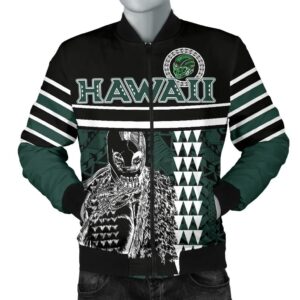 Personalised - Hawaii Kakau Polynesian Warrior Football bMen's Bomber Jacket - Rainbow Style J5 Bomber Jacket