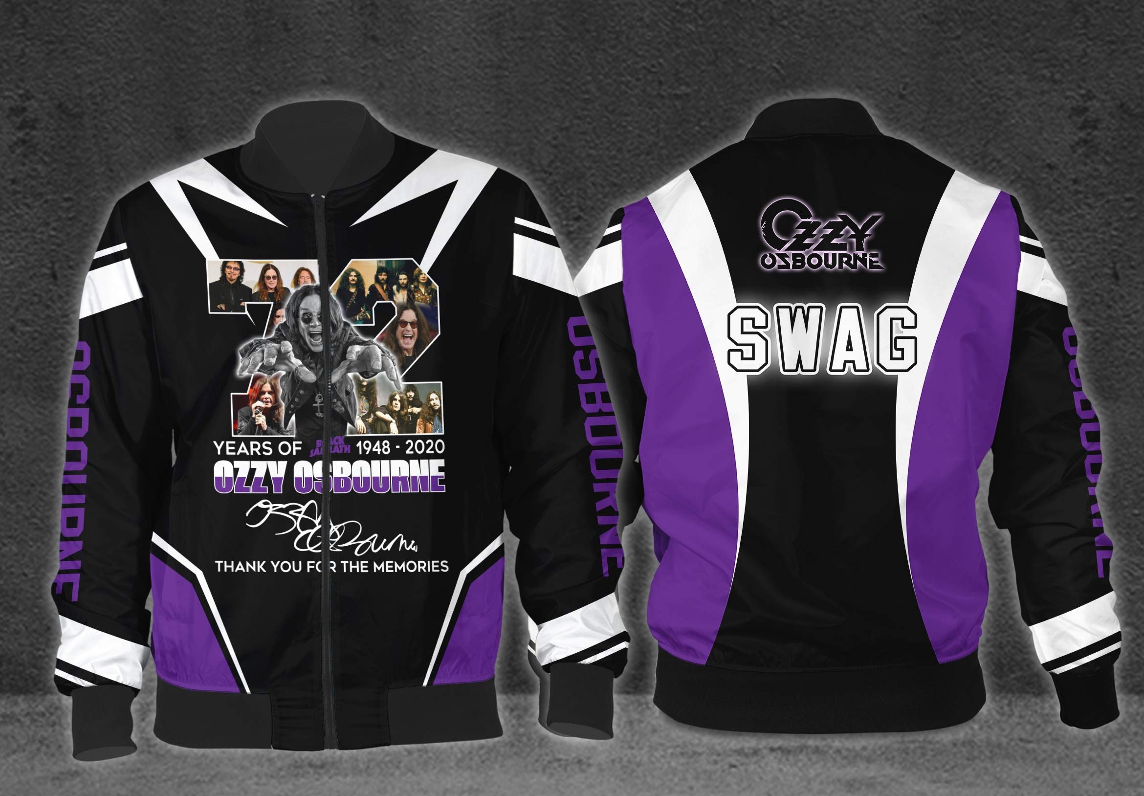 Personalized #00 Ozzy Osbourne 72 Years Of 1948 2020 Anniversary Signed Thank You For The Memories gift for Ozzy Osbourne fans Bomber Jacket Personalized #00 Ozzy Osbourne 72 Years Of 1948 2020 Anniversary Signed Thank You For The Memories gift for Ozzy Osbourne fans Bomber Jacket