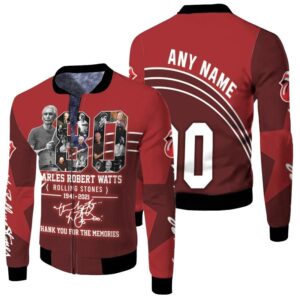 Personalized #00 Rolling Stones Charles Robert Watts 80 Anniversary 1941 2021 Thank You For The Memories gift for Rolling Stones fans Bomber Jacket