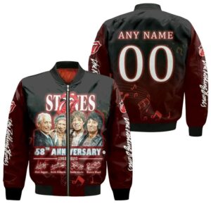 Personalized #00 The Rolling Stones 58th Anniversary 1962 2020 Member Band Signed Song Lyrics gift for Rolling Stones fans Bomber Jacket