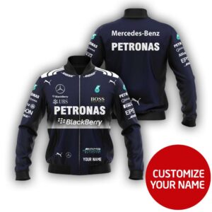 Personalized Amg Petronas Motorsport Blackberry Blue Custom Bomber Jacket