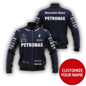 Personalized Amg Petronas Motorsport Blue Custom Bomber Jacket