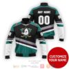 Personalized Anaheim Ducks Nhl Custom Black Green Bomber Jacket