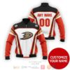 Personalized Anaheim Ducks Nhl White Red Custom Bomber Jacket