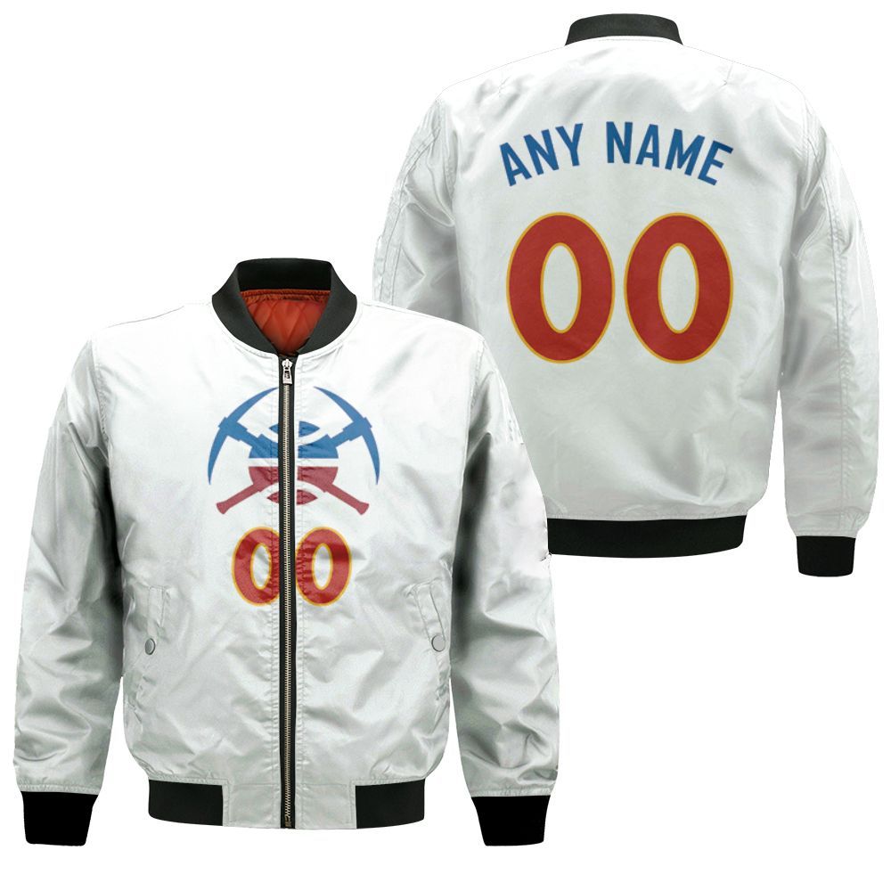Personalized Any Name 00 Devner Nuggets 2020-21 Earned Edition White Jersey Inspired Styel Bomber Jacket Personalized Any Name 00 Devner Nuggets 2020-21 Earned Edition White Jersey Inspired Styel Bomber Jacket