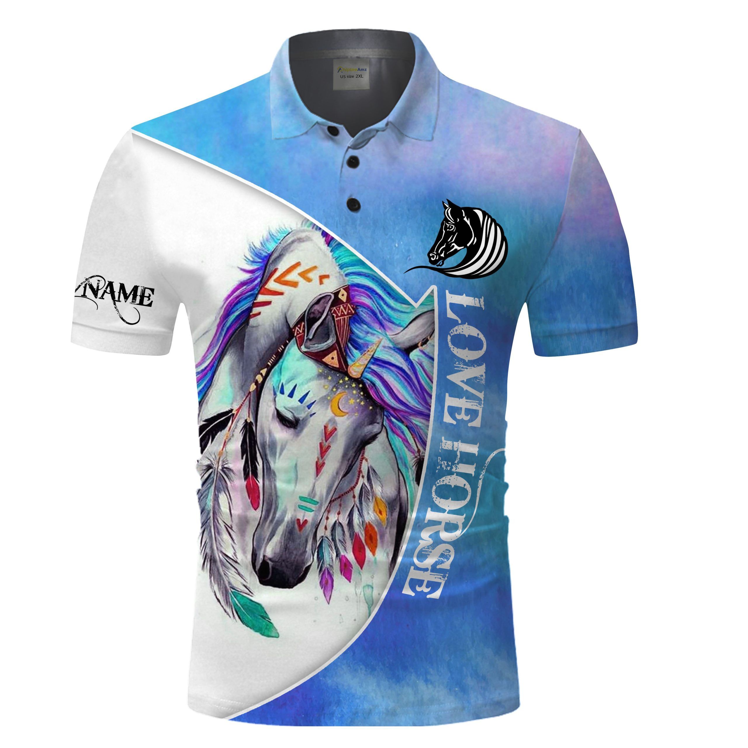 Personalized Beautiful Colorful Love Horse 3D All Over Printed Polo Shirt Personalized Beautiful Colorful Love Horse 3D All Over Printed Polo Shirt