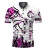 Personalized Beautiful Horse Tattoo Pink Muddy Camo 3D All Over Printed Polo Shirt