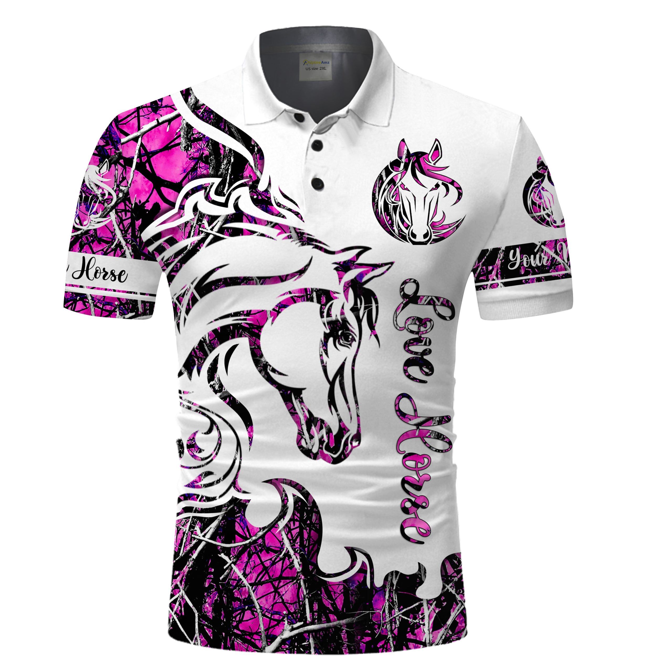 Personalized Beautiful Horse Tattoo Pink Muddy Camo 3D All Over Printed Polo Shirt Personalized Beautiful Horse Tattoo Pink Muddy Camo 3D All Over Printed Polo Shirt
