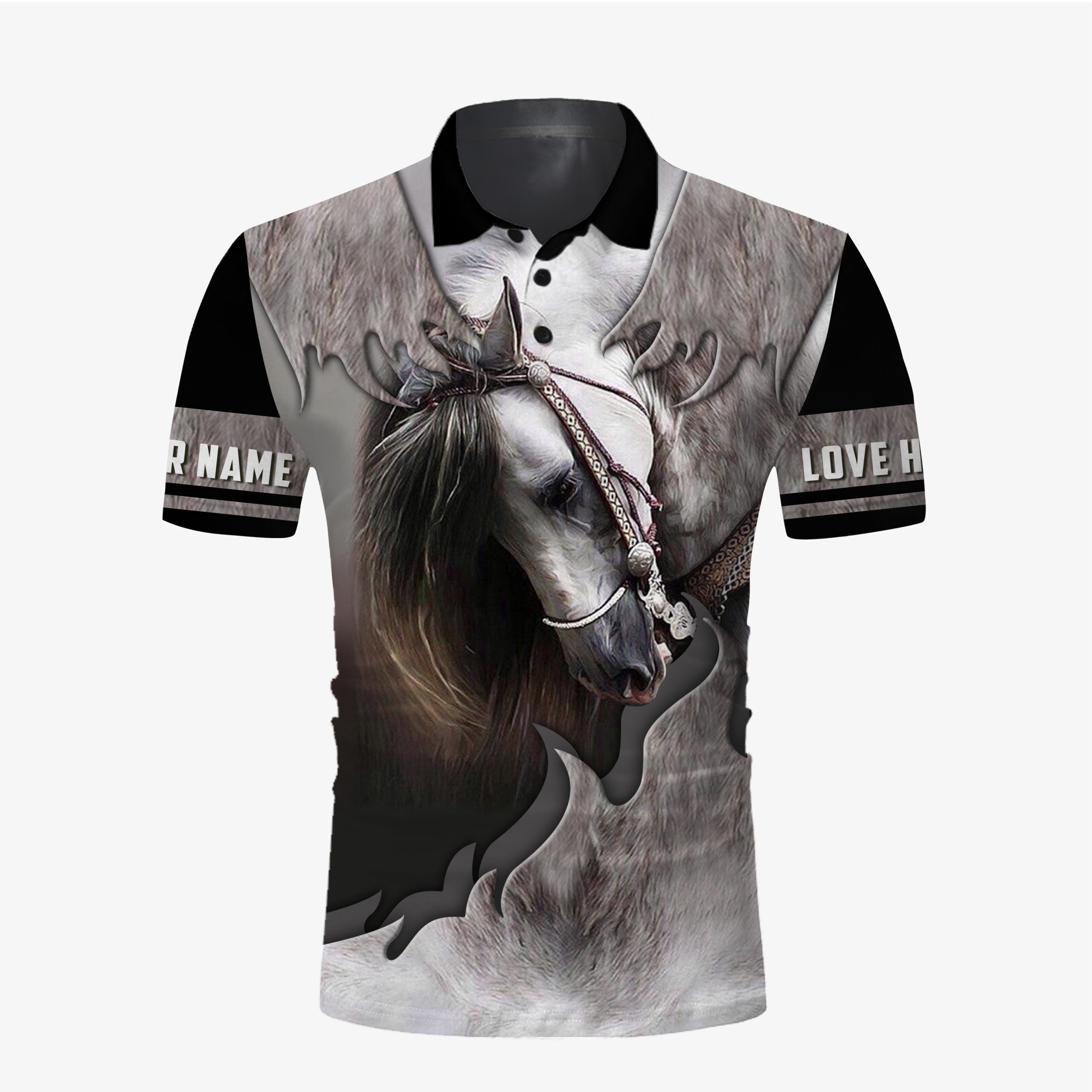 Personalized Beautiful Love Horse 3D All Over Printed Polo Shirt Personalized Beautiful Love Horse 3D All Over Printed Polo Shirt