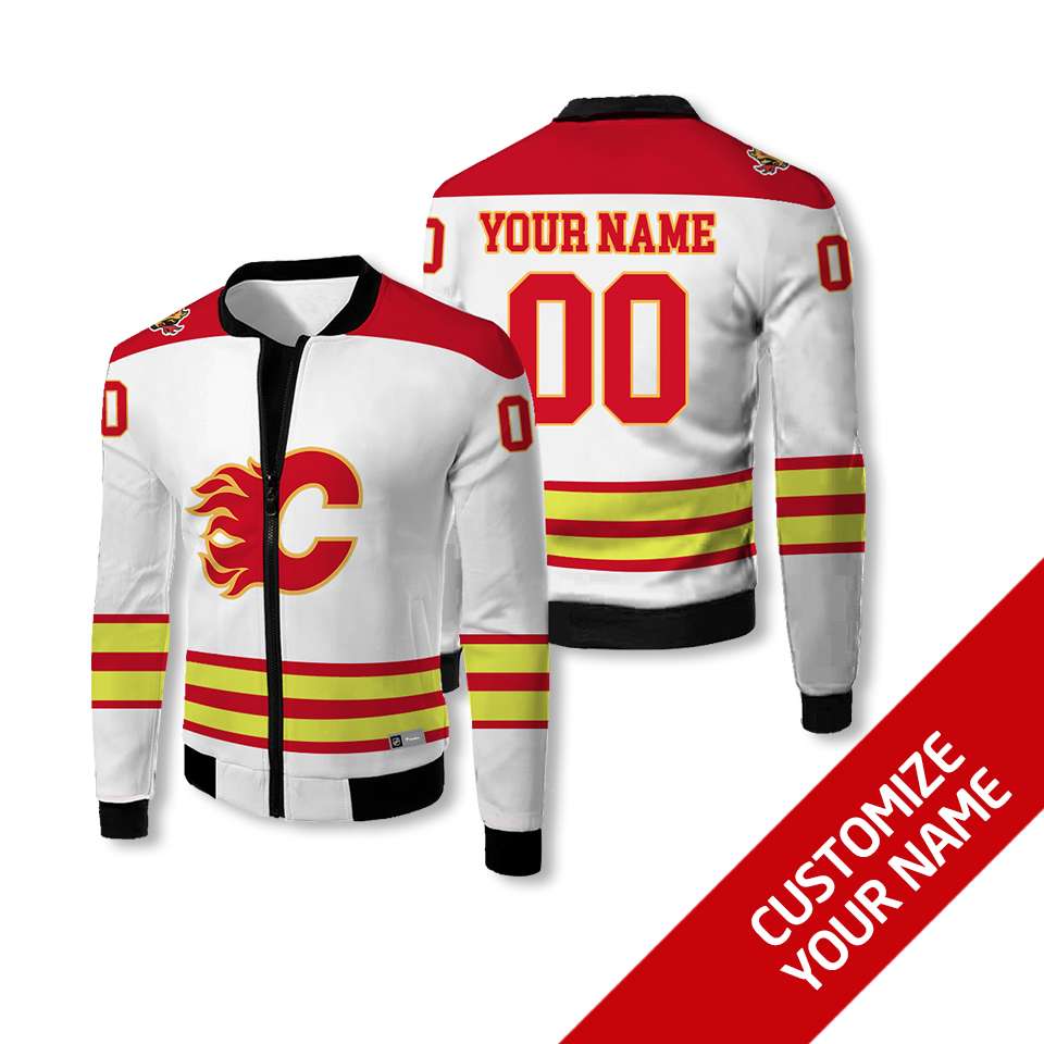 Personalized Calgary Flames Nhl Custom Bomber Jacket Personalized Calgary Flames Nhl Custom Bomber Jacket