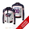Personalized Columbus Blue Jackets Nhl White Blue Custom Bomber Jacket