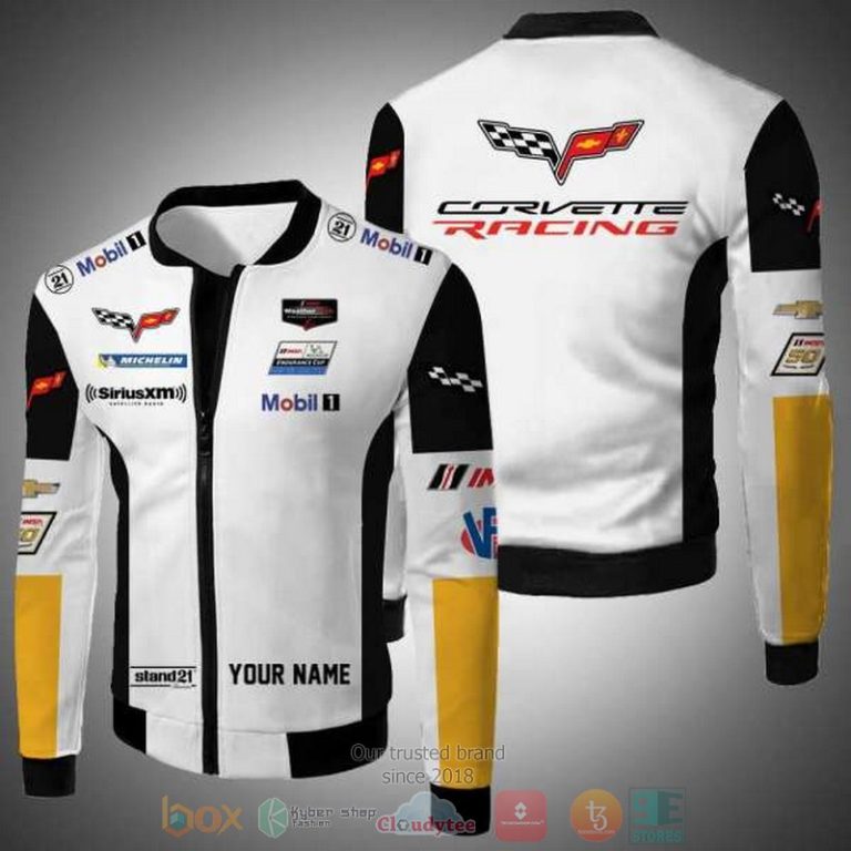 Personalized-Corvette-Racing-Mobill1-White-Custom-Bomber-Jacket-1