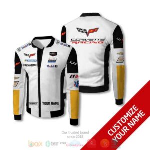 Personalized Corvette Racing Mobill1 White Custom Bomber Jacket