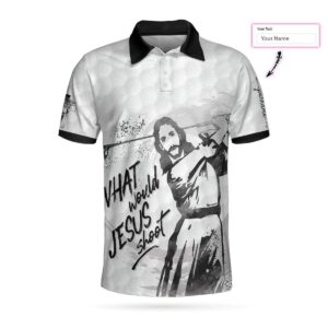 Personalized Custom Name Jesus Play Golf Christians Polo Shirt #V