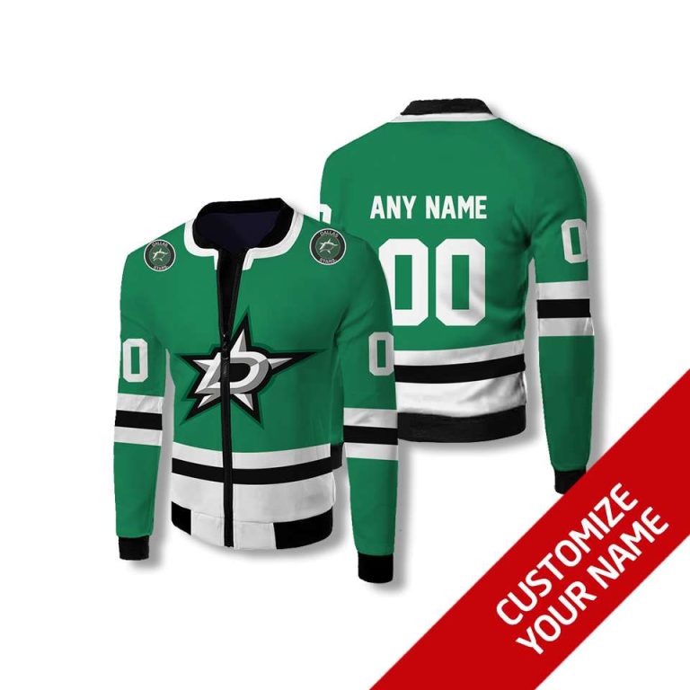 Personalized-Dallas-Stars-Nhl-Green-Custom-Bomber-Jacket-1