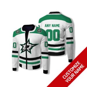 Personalized Dallas Stars Nhl White Custom Bomber Jacket