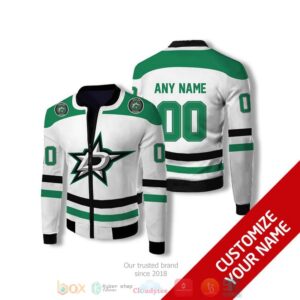 Personalized Dallas Stars Nhl White Green Custom Bomber Jacket