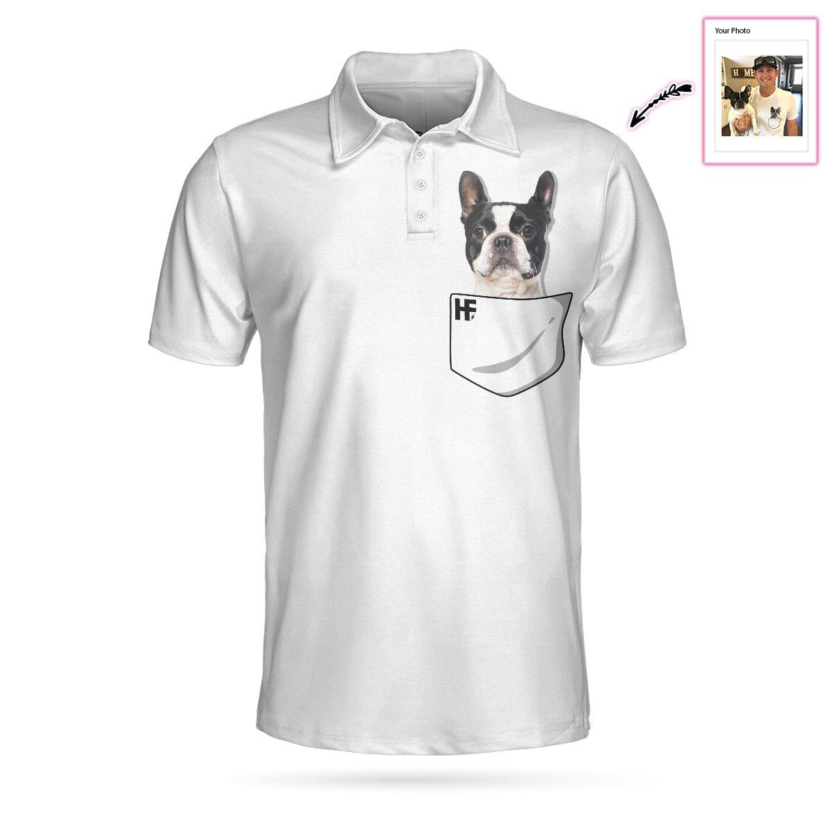 Personalized Dog Pocket Short Sleeve Custom Photo Polo Shirt #H Personalized Dog Pocket Short Sleeve Custom Photo Polo Shirt #H