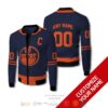 Personalized Edmonton Oilers Nhl Custom Dark Blue Orange Bomber Jacket