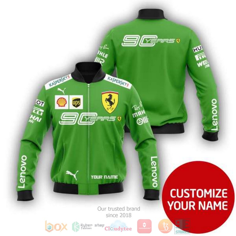 Personalized Ferrari 90 Years Ups Green Custom Bomber Jacket Personalized Ferrari 90 Years Ups Green Custom Bomber Jacket