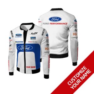 Personalized Ford Performance White Custom Bomber Jacket