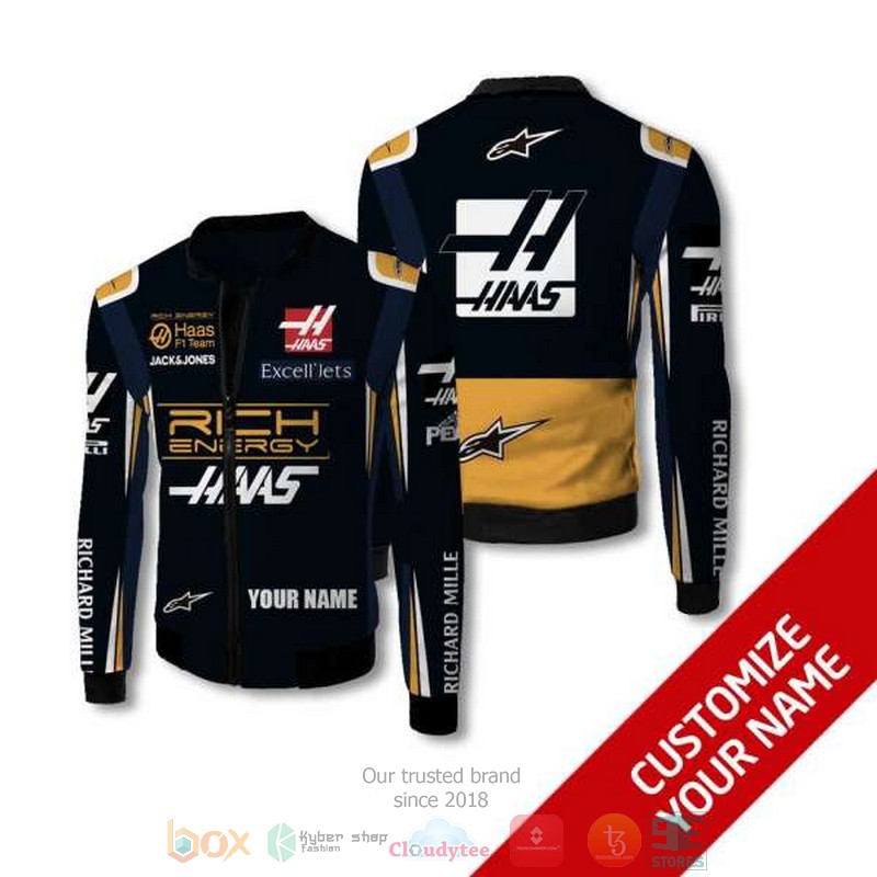 Personalized Haas F1 Team Rich Energy Custom Bomber Jacket Personalized Haas F1 Team Rich Energy Custom Bomber Jacket