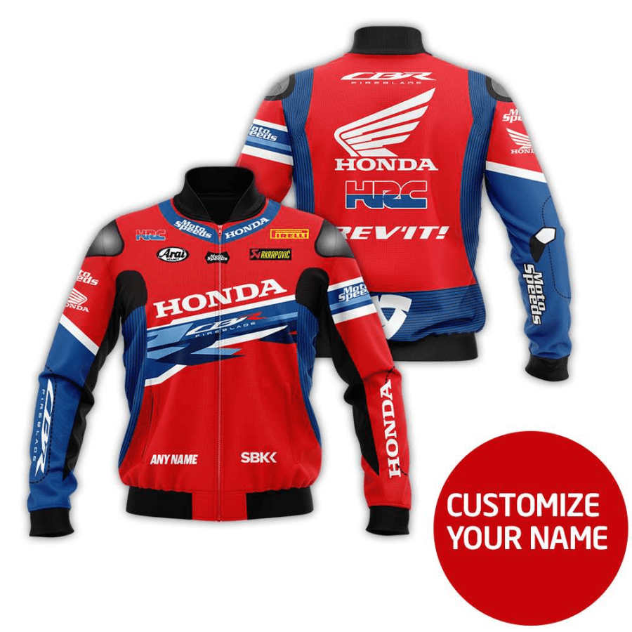 Personalized Honda Hrc Custom Bomber Jacket Personalized Honda Hrc Custom Bomber Jacket