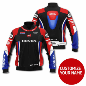 Personalized Honda Moto Speeds Black Custom Bomber Jacket