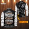Personalized Ironworker Leather Bomber JacketEP-MA28 Bomber Jacket