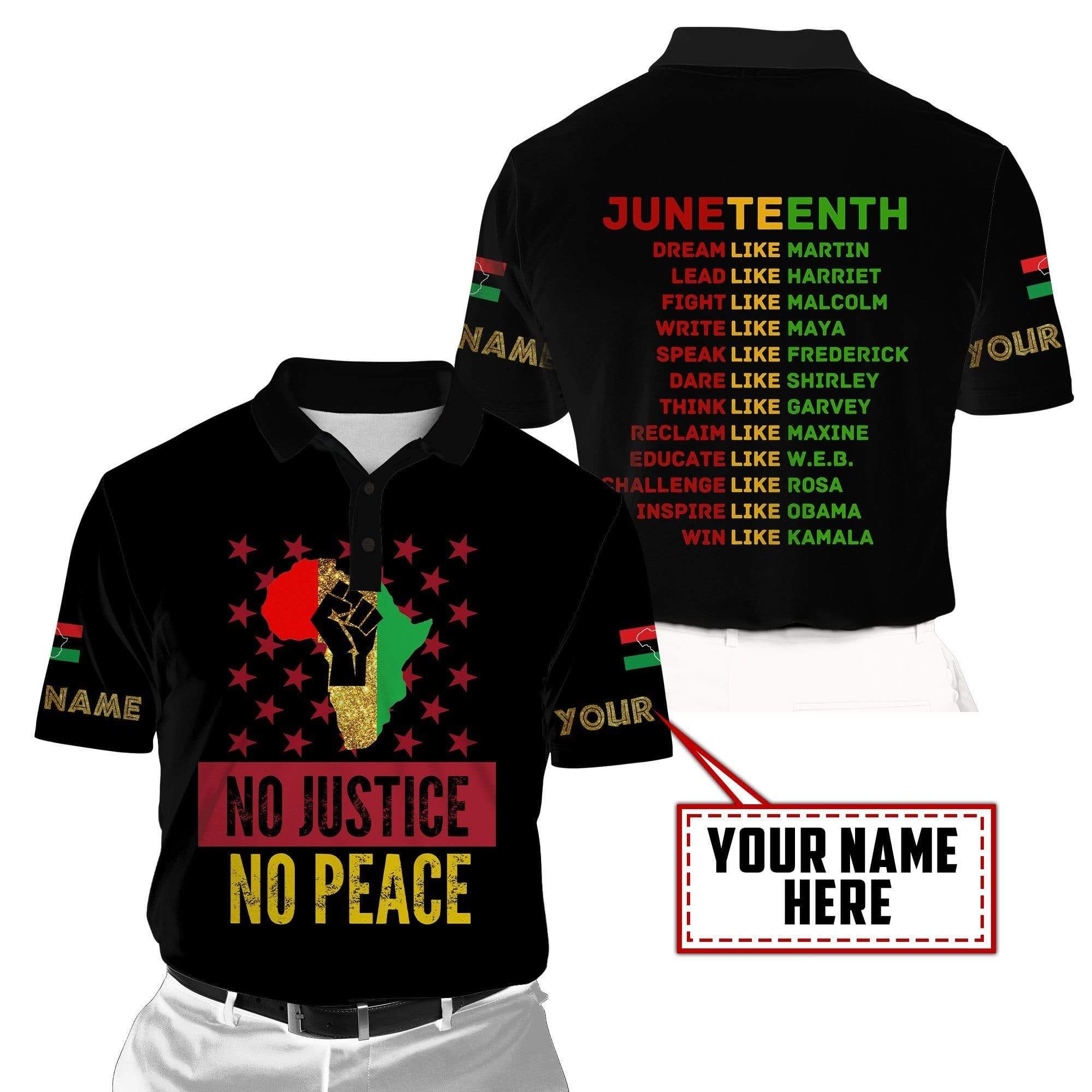 Personalized Juneteenth No Justice No Peace Polo Shirt #Kv Personalized Juneteenth No Justice No Peace Polo Shirt #Kv