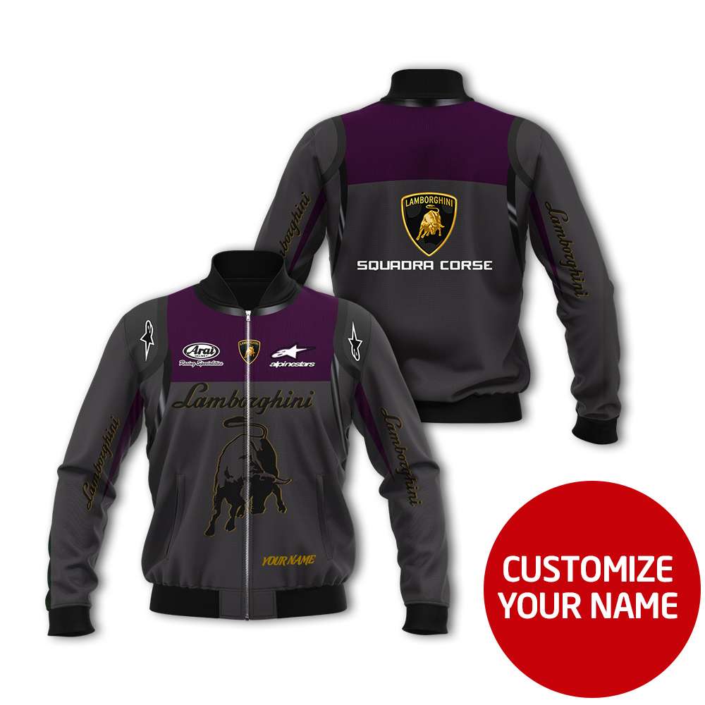 Personalized Lamborghini Arai Helmet Racing Specialities Custom Bomber Jacket Personalized Lamborghini Arai Helmet Racing Specialities Custom Bomber Jacket