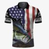 Personalized Largemouth Bass Fishing American 3D Flag All Over Printed Polo Shirt