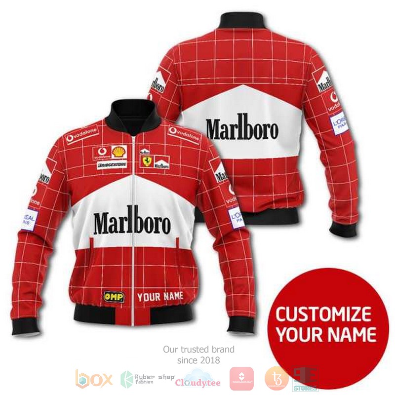 Personalized Marlboro Omp Red Custom Bomber Jacket Personalized Marlboro Omp Red Custom Bomber Jacket