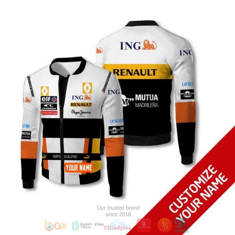Personalized Mutua Madrilena Renault Ing Custom Bomber Jacket Personalized Mutua Madrilena Renault Ing Custom Bomber Jacket