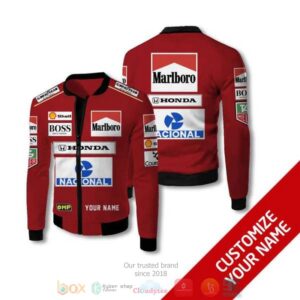 Personalized Nacional Honda Marlboro Red Custom Bomber Jacket