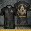 Personalized Name Freemason Black Gold Polo Shirt #070621H