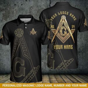 Personalized Name Freemason Black Gold Polo Shirt #070621H