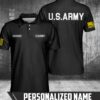 Personalized Name Us Army Black Polo Shirt
