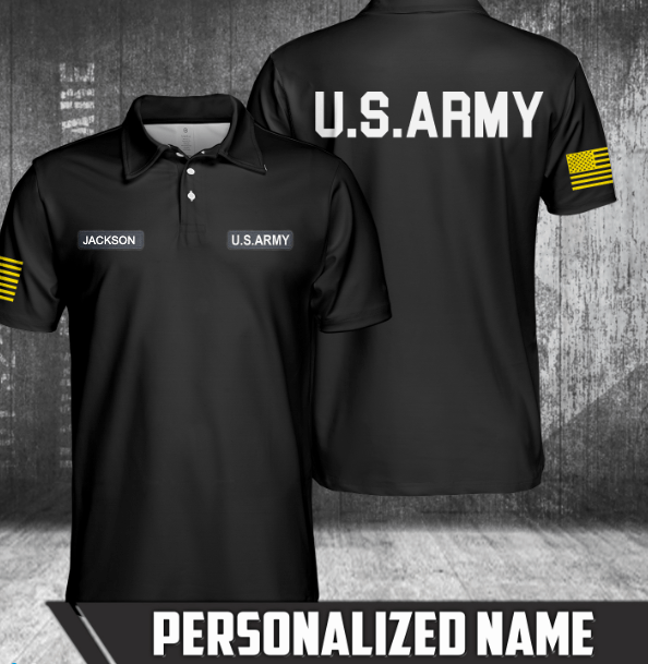 Personalized Name Us Army Black Polo Shirt Personalized Name Us Army Black Polo Shirt