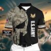 Personalized Name Us Army Camo Skull Polo Shirt
