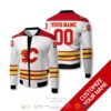 Personalized Nhl Calgary Flames White Red Custom Bomber Jacket