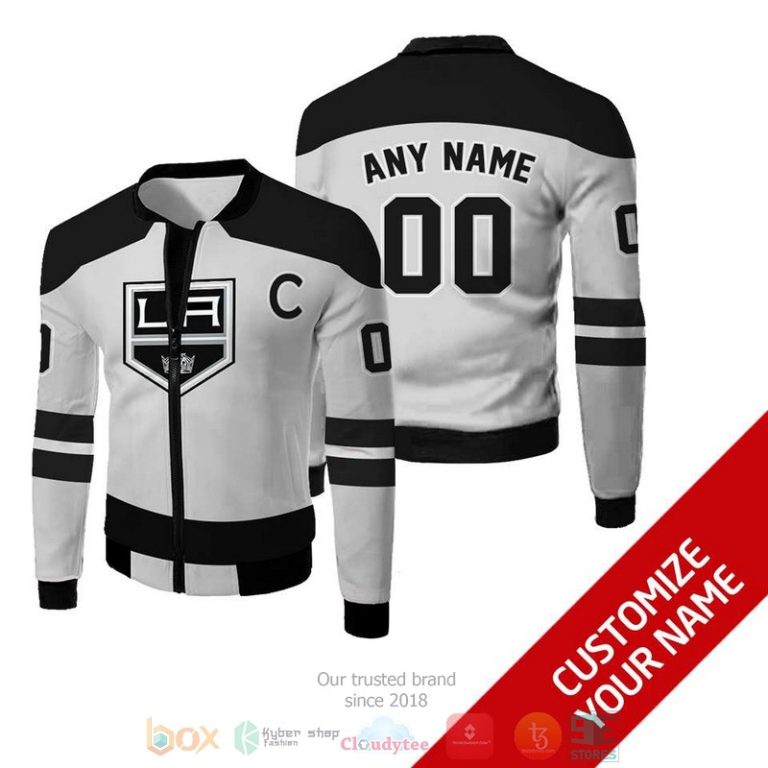 Personalized-Nhl-Los-Angeles-Kings-Custom-Grey-Black-Bomber-Jacket-1