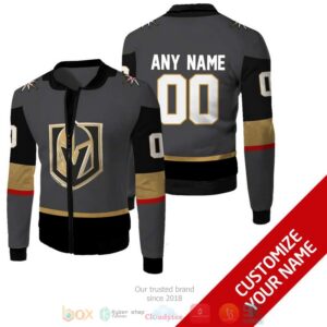 Personalized Nhl Vegas Golden Knights Custom Grey Black Bomber Jacket