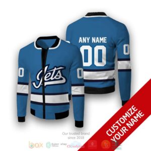 Personalized Nhl Winnipeg Jets Blue Custom Bomber Jacket