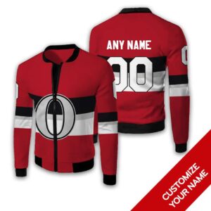 Personalized Ottawa Senators Red Black Nhl Custom Bomber Jacket