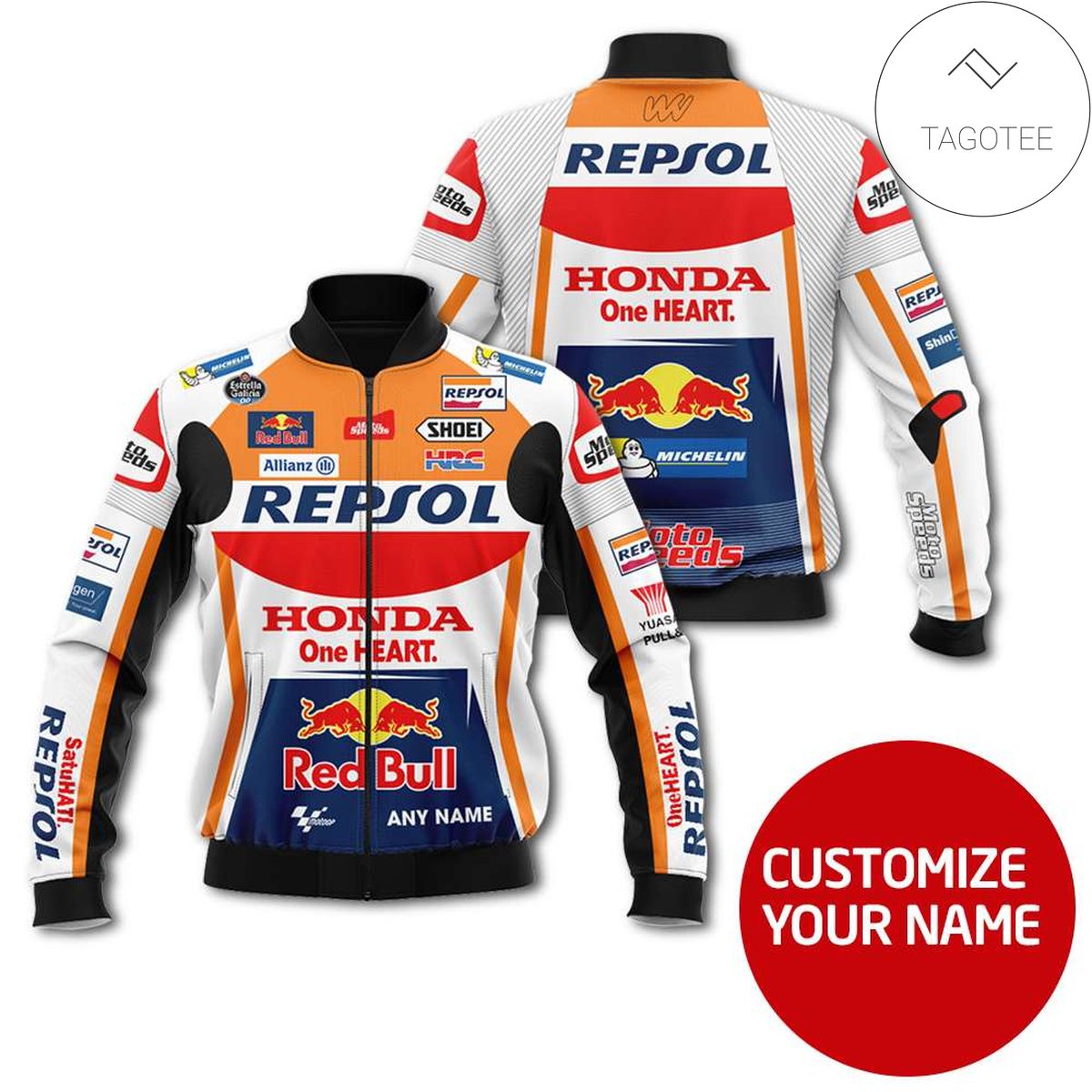 Personalized Petronas Honda One Heart Motorcycle Racing Team 3D Bomber Jacket Personalized Petronas Honda One Heart Motorcycle Racing Team 3D Bomber Jacket